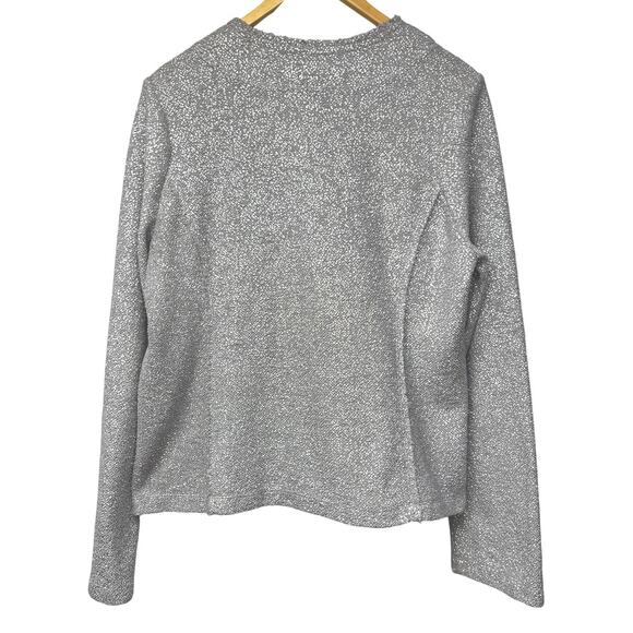 Anthropologie Dolan Short Jacket Size Large Left Coast Gray Silver Metallic Zip - Picture 3 of 7